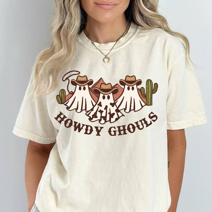 Halloween Western UPGRADED Tee: Howdy Ghouls (PLUS) for wholesale by Small Town Productions