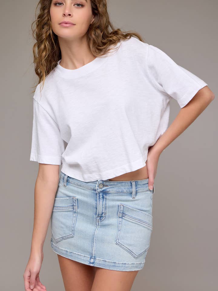 Light Patch Pocket Low Rise Mini Skirt for wholesale by Hidden Jeans