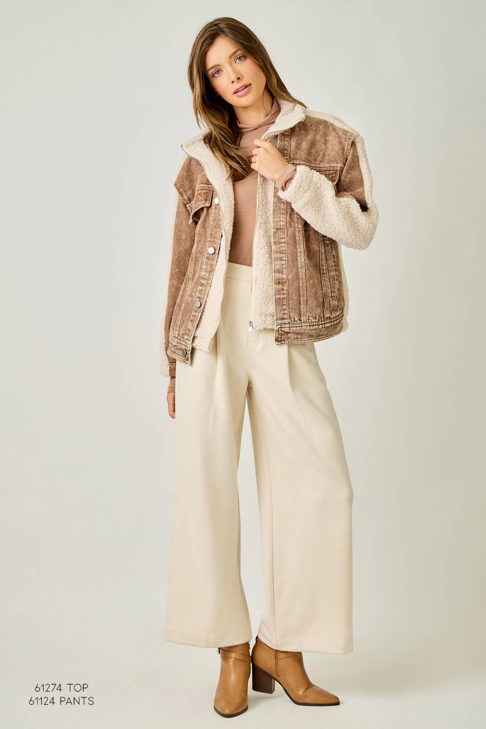 Mystree - Wholesale Spijkerjack/spijkerjas - Dames - 60716 Denim Gemengde Sherpa Jas14