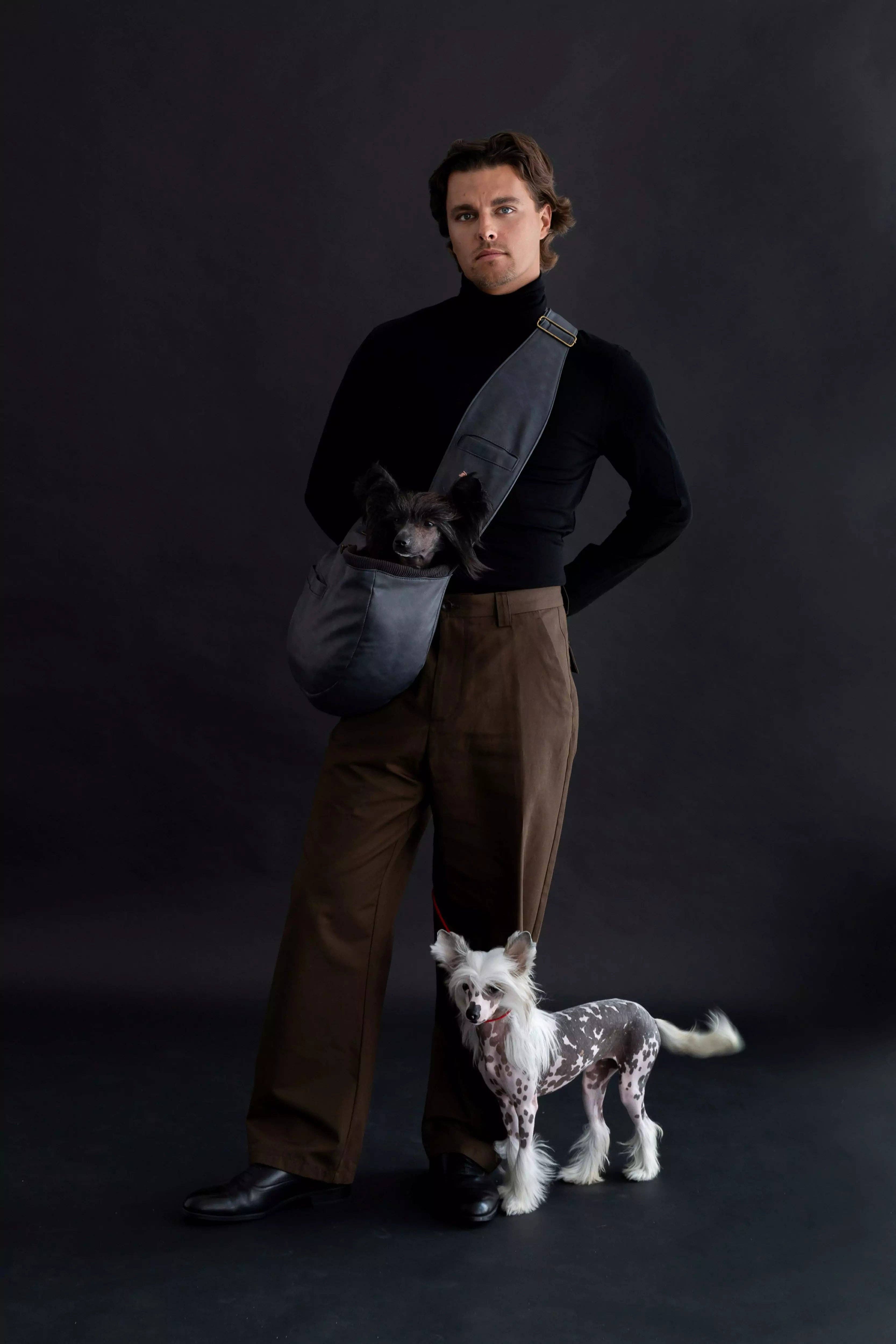 NOAH AND PAW LLC - Vente Caisse de transport – chat et chien - Porte-animal en bandoulière en cuir vegan avec triple sécurité3