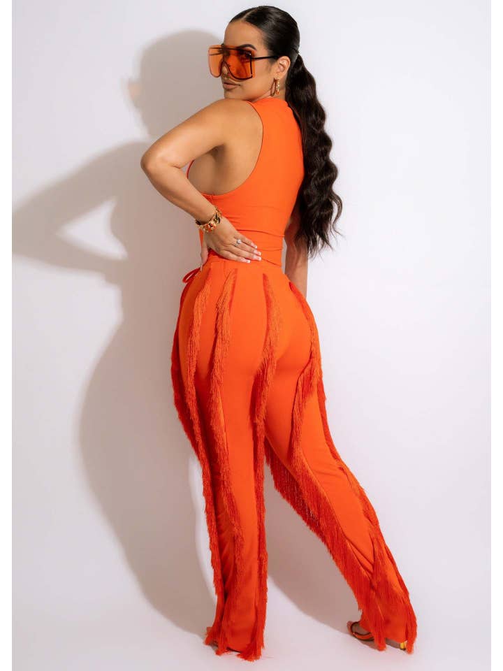 MB Fashion Wholesale - Wholesale Top & Pant Set (NOT Loungewear) - Women's - MB FASHION Sleeveless Fringe Tank Top and Pants Set 220LY13