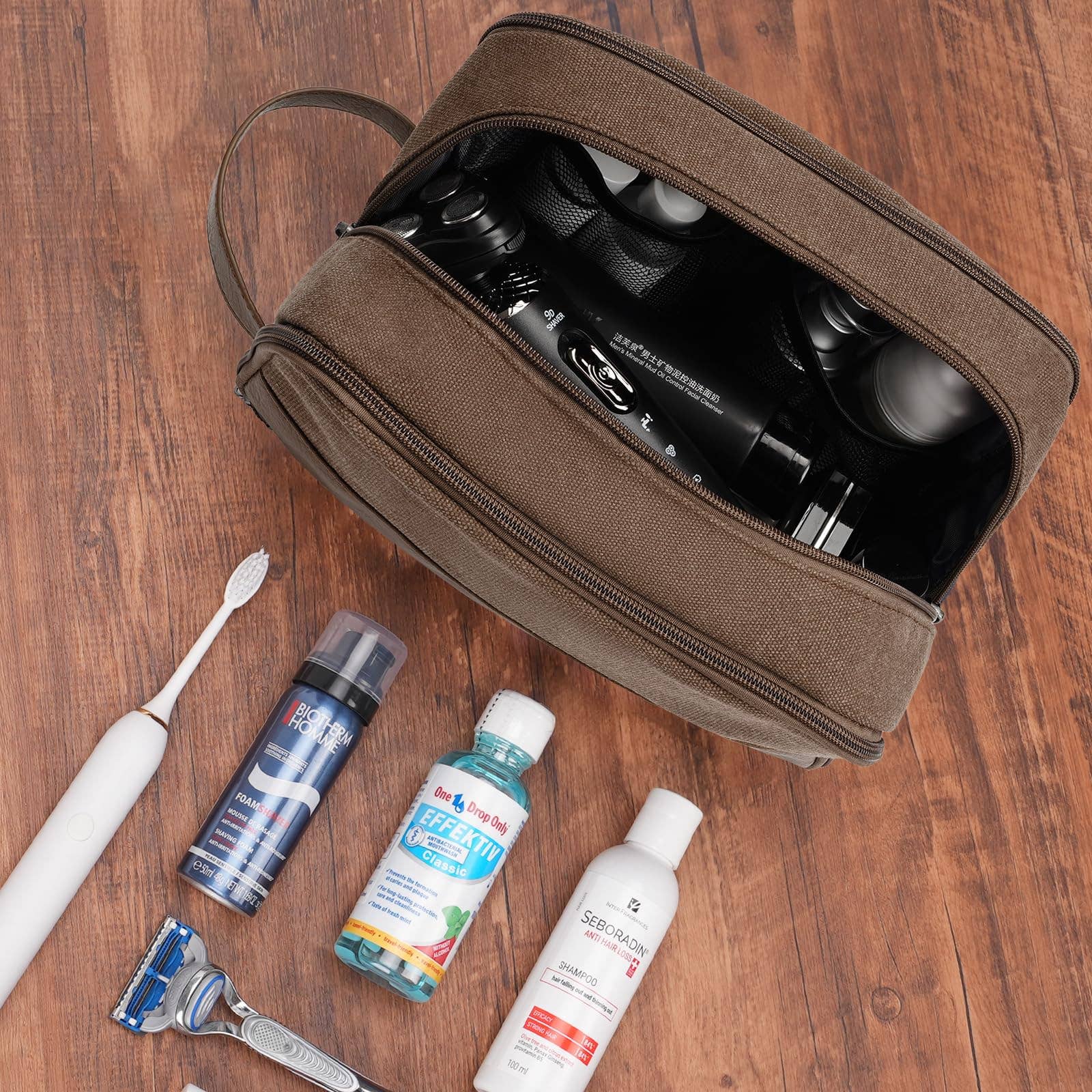 wandf - Wholesale Toiletry Bag - Men's - Canvas Travel Toiletry Shaving Bag Hanging Dopp Kit Unisex35