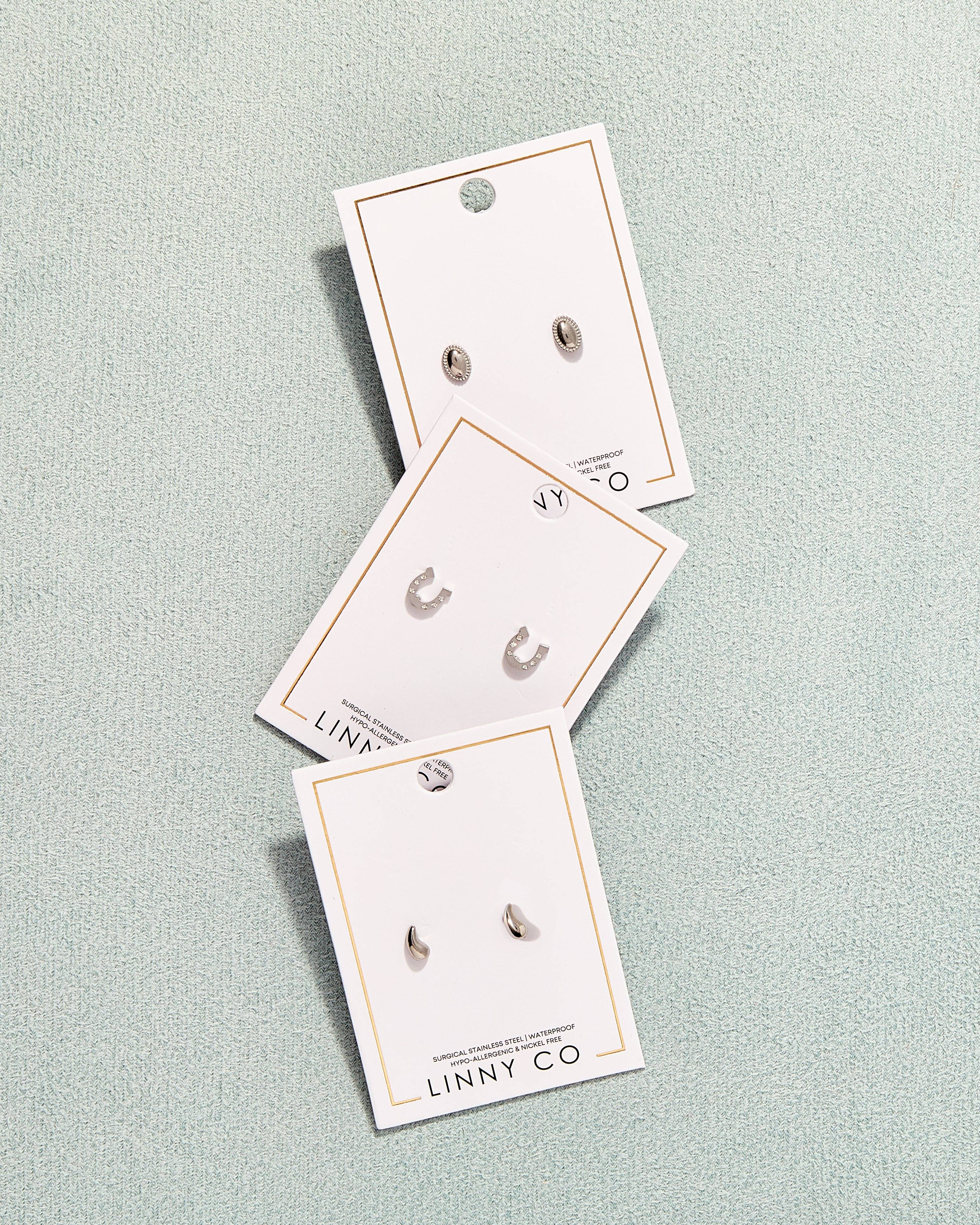 LINNY CO - Wholesale Stud/Post Earrings - Screwback Stud Earrings - Drew Oval Silver3