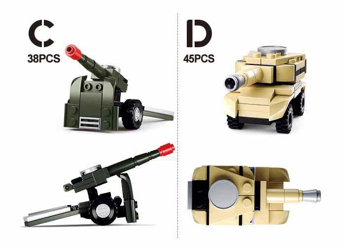 Texas Toy Distribution - Wholesale Building Set - Kids - Builder Military Building Brick Display Set, x2 of each kit2