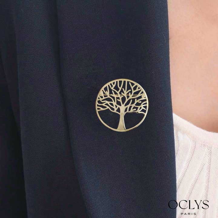 Round Tree of Life Brooch Stainless Steel Uba for wholesale by Oclys