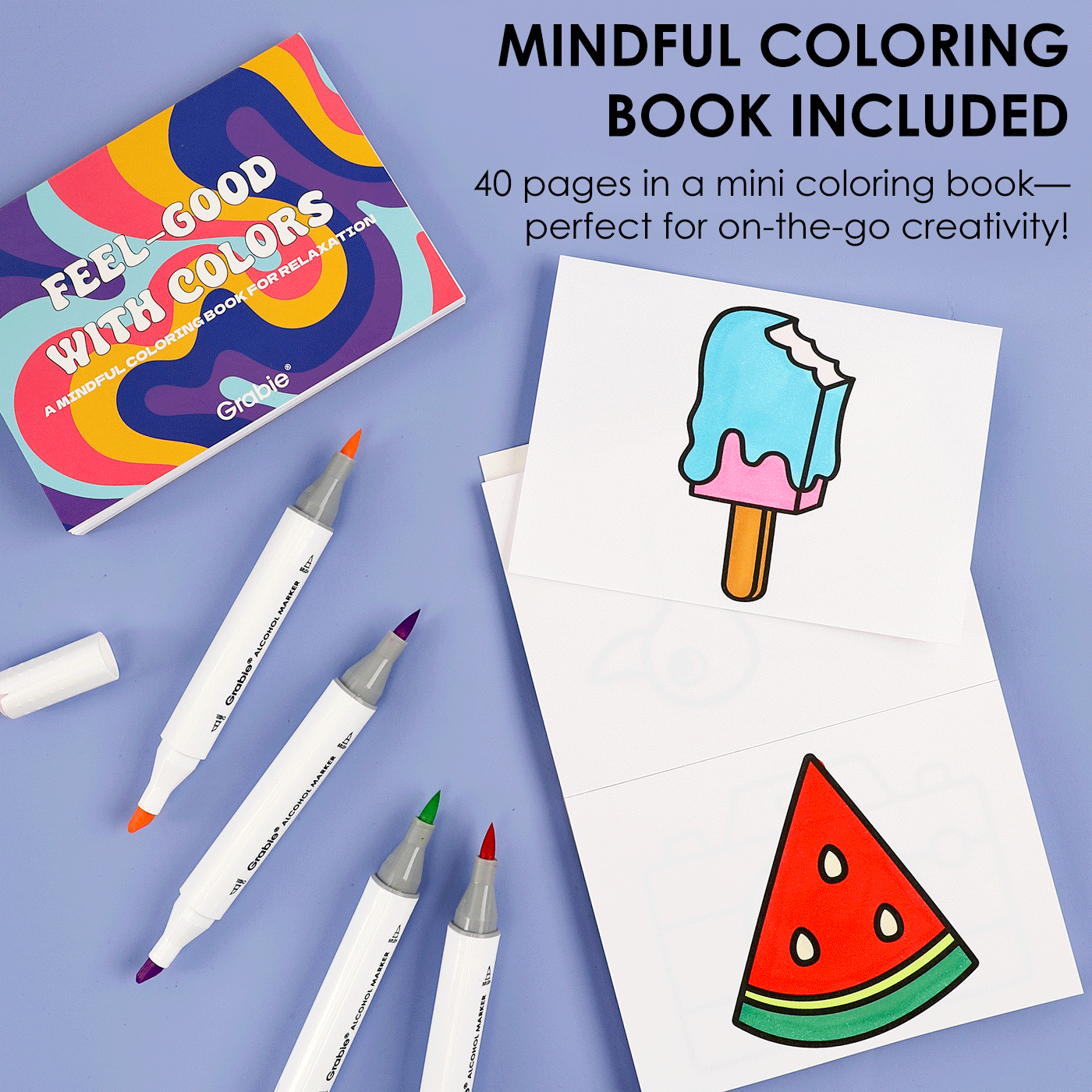 Grabie - Wholesale Marker - Dual-Tip Alcohol-Based Marker Set Of 48 With Coloring Book3