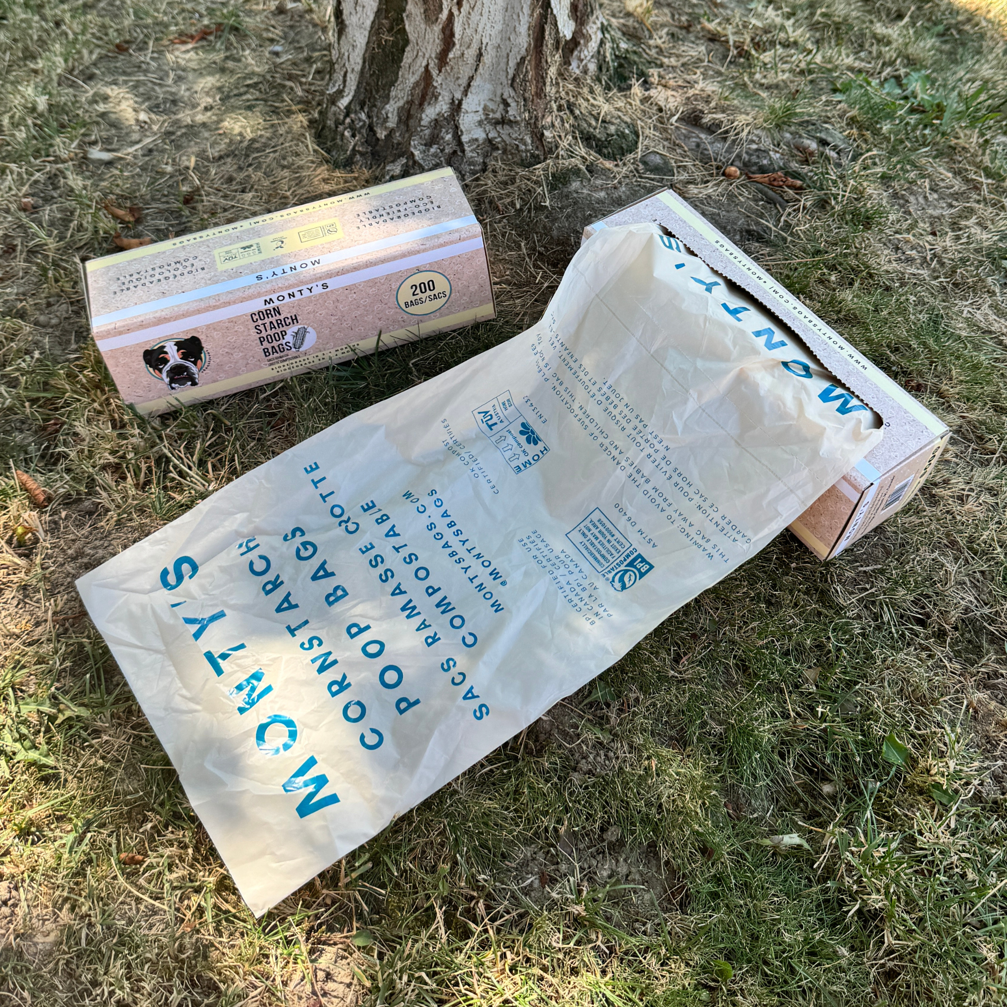 Monty's Bags – wholesale Pet poo bag – Tear & Go Compostable Dog Poop Bags -  200 ct - 8 x 13" Size4