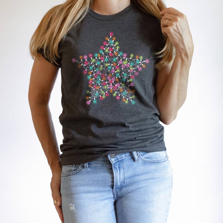 STAR LIGHTS TEE | CHRISTMAS | SIZES XS-2XL for wholesale by Loopty Loo Designs