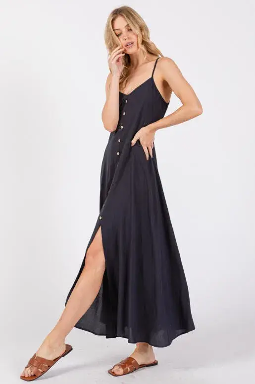 Final Touch - Vente Robe – femme - Robe fluide en mousseline épaisse avec boutons contrastants - ND40209-HV6