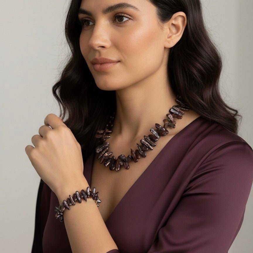 OE! – wholesale Beaded/pearl necklace – VIORYA - Necklace in Purple Baroque Pearls – Elegant Handmade Jewelry2