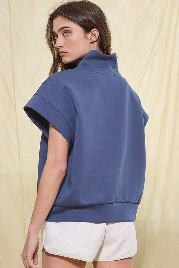 BUCKETLIST INC - Wholesale Sweatshirt - Women's - IT2154-1 Short Sleeve Half Zip-Up Scuba Sweatshirts26