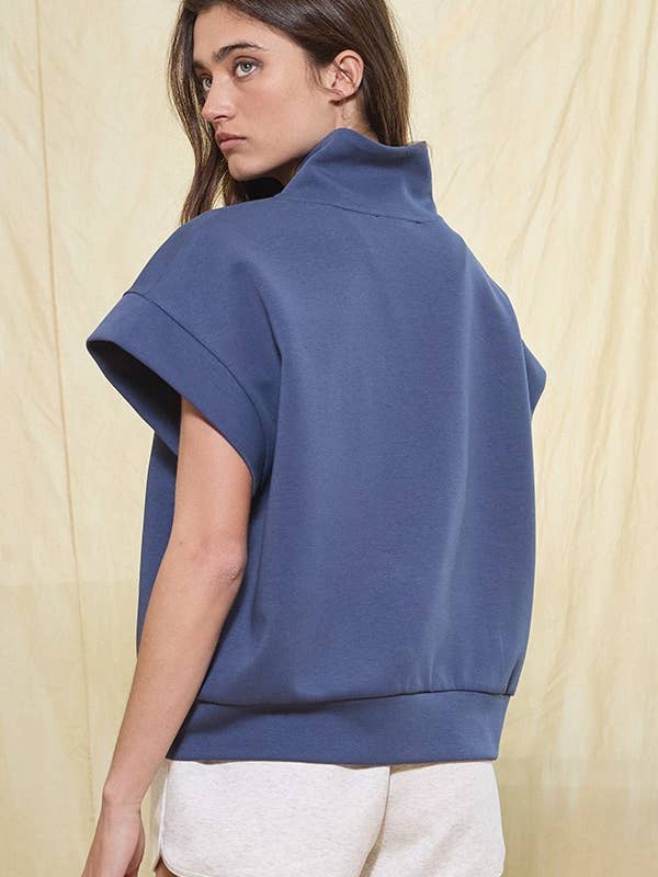 BUCKETLIST INC - Wholesale Sweatshirt - Women's - IT2154-1 Short Sleeve Half Zip-Up Scuba Sweatshirts26