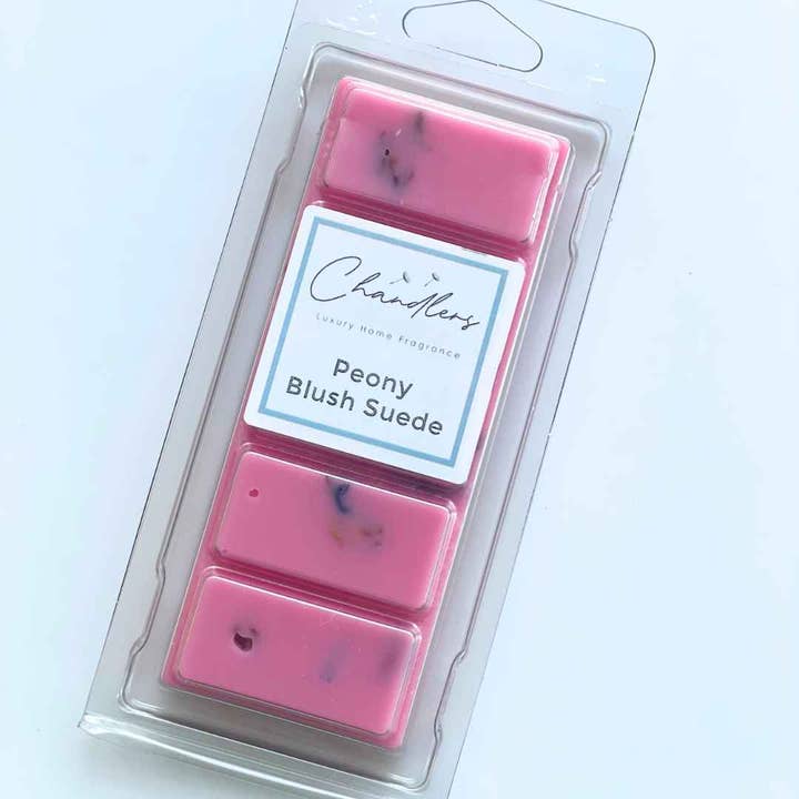 Peony & Blush Suede Wax Melt Snapbar for wholesale by Chandlers Wax Melts