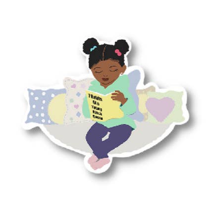 Young Black Queen Die Cut Sticker for wholesale by Curly Crew Books