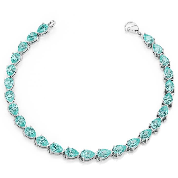 12 Carats Paraiba Tourmaline Tennis Bracelet Sterling Silver for wholesale by DV Custom Jewelry USA