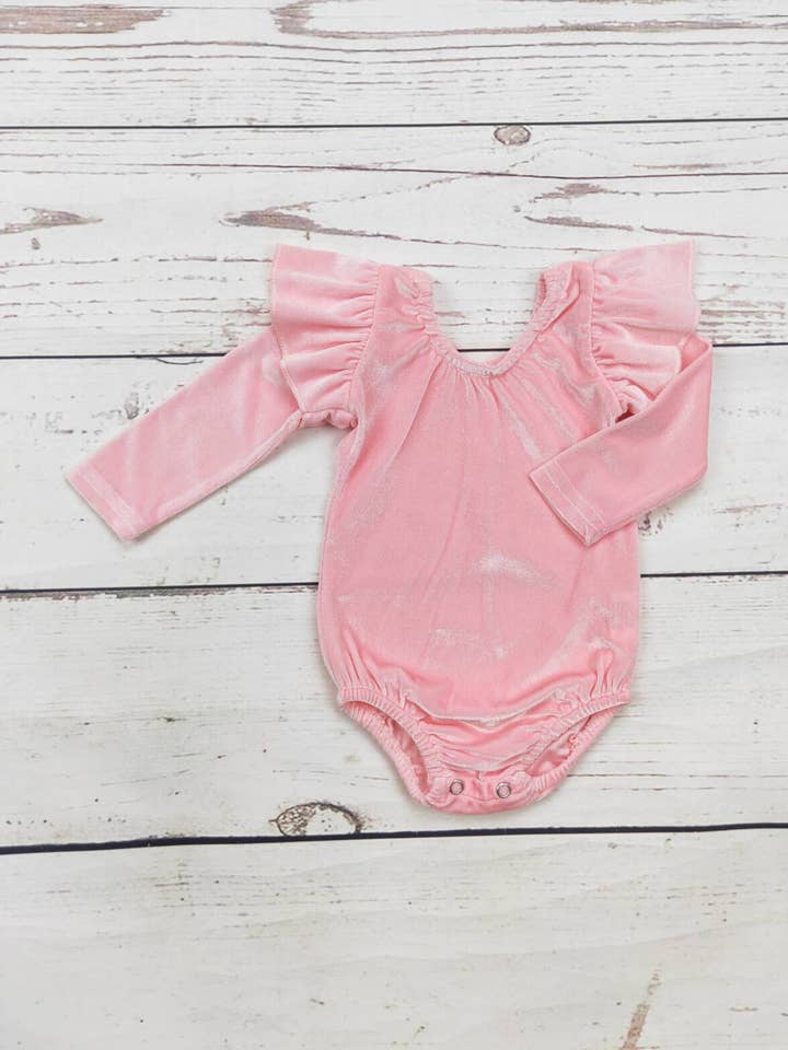 Baby Pink Velvet Onesie for wholesale by sassy kids palace