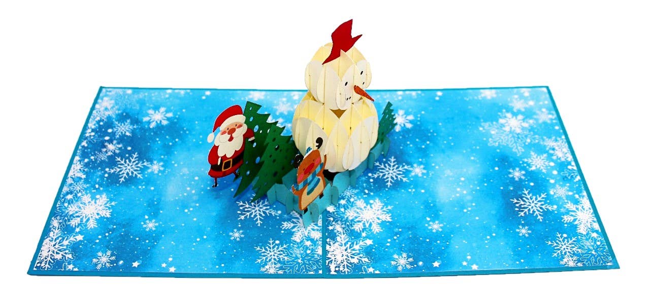 Wonder Paper Art – wholesale Julkort – Snögubbe 3D Pop Up hälsningskort1