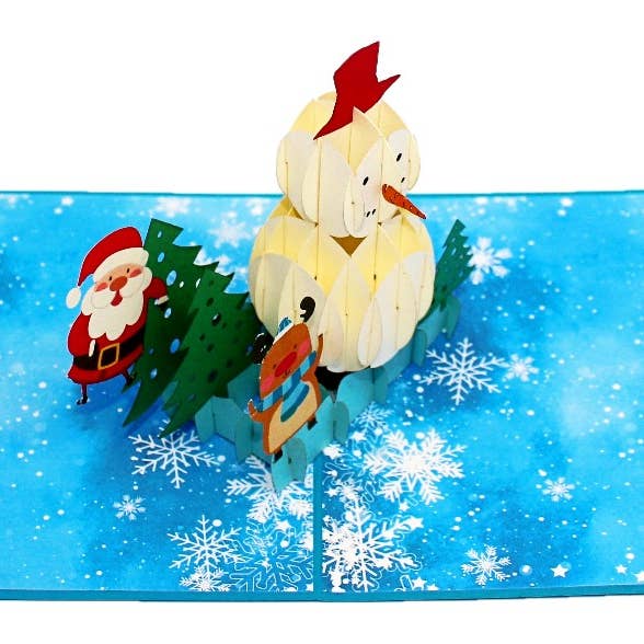 Wonder Paper Art – Engroshandel Julekort – Snemand 3D Pop Up Lykønskningskort1