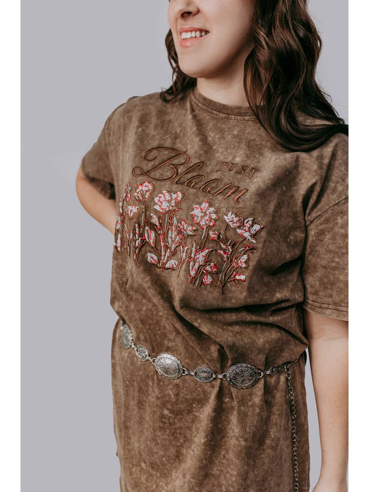 Brown MK415 Bloom T-Shirt Dress for wholesale on Faire