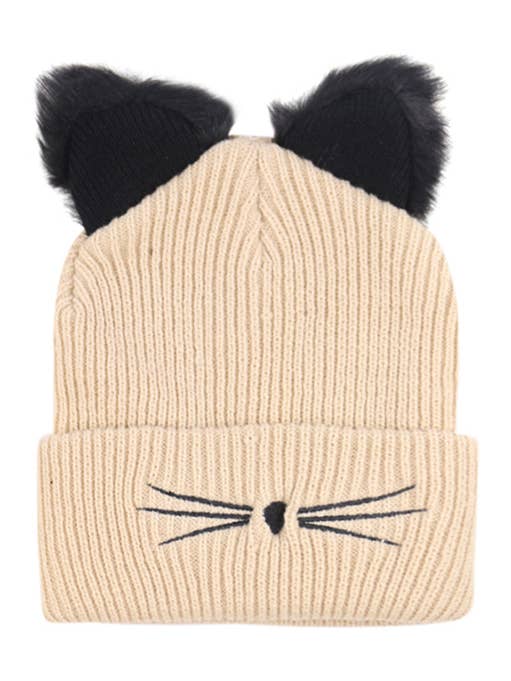 Cat Pattern Fleece Beanie ZK368 for wholesale by UNISHE