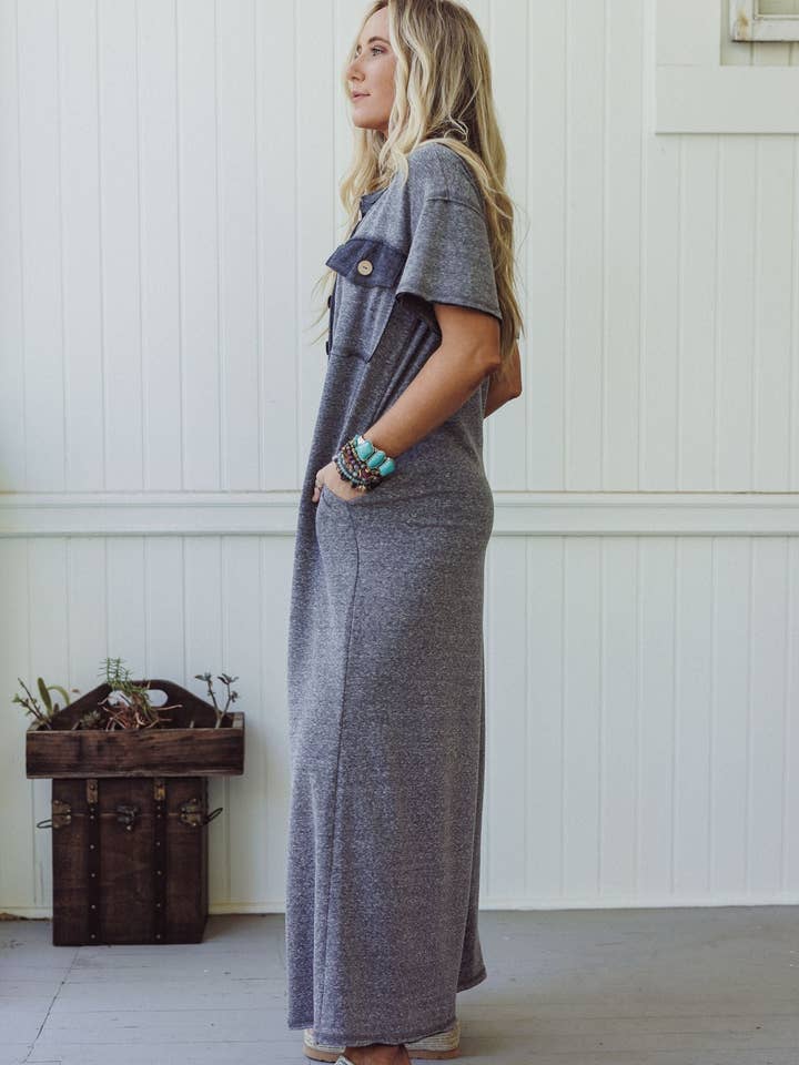 Black Jodi Short Sleeve Jumpsuit - Charcoal for wholesale on Faire