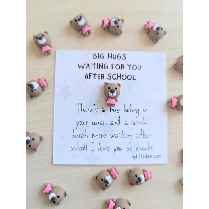 Uplifted Ink - Wholesale Love Card - Mini Card with Bear Figurine – Big Hugs Lunchbox Note1