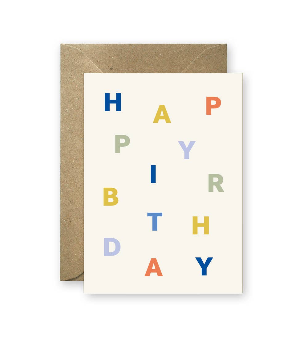 Linienwerk - Vente Cartes d'anniversaire - Carte d'anniversaire avec lettres colorées0
