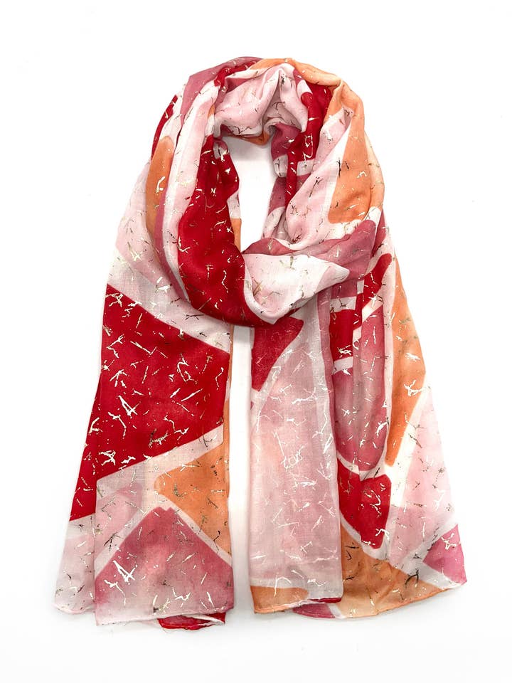 LN-80 Printed scarf with geometric pattern and gilding for wholesale by LINETA