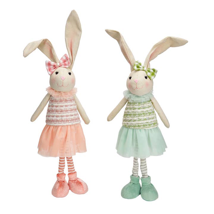 Textile rabbit, set of 2, Green/Pink (W/H/D) 19x55x10cm for wholesale by Wurm