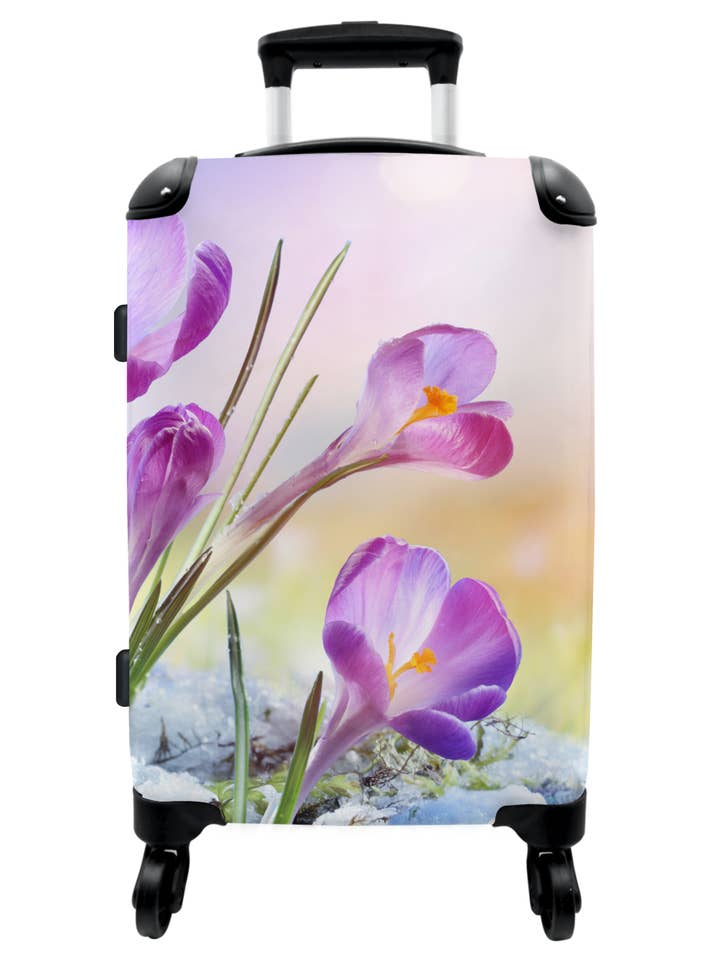 Koffer - Bloemen - Sneeuw - Lente - Paars - Krokus voor wholesale door MuchoWow
