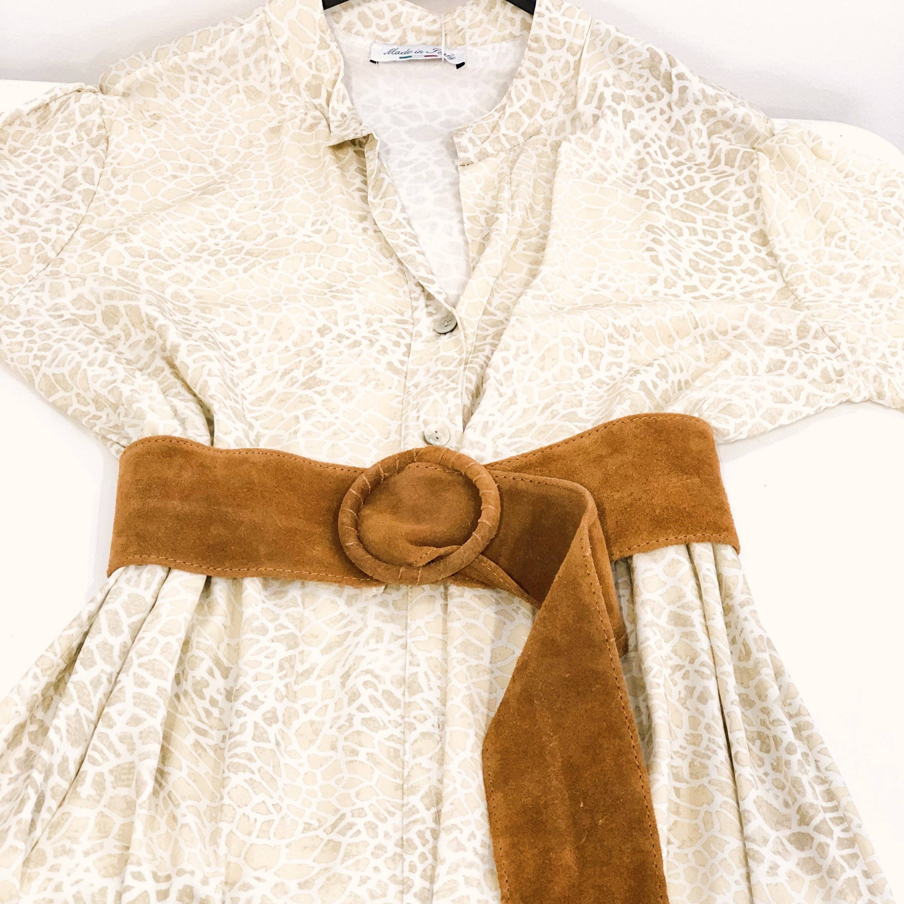 Hydestyle London – wholesale Belt – Women's – Tan Soft Silky Suede Leather Round Buckle Dress Belt1