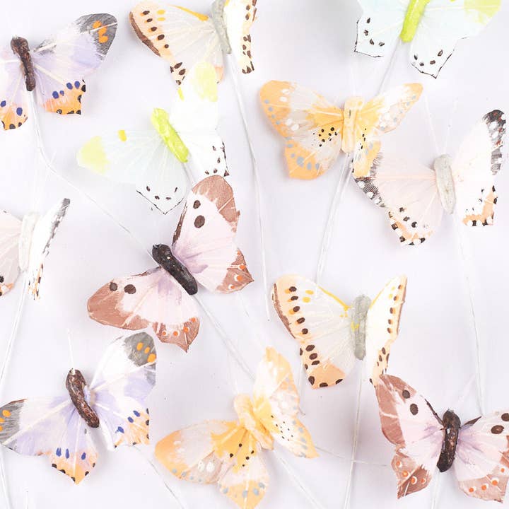 Factory Direct Craft - Wholesale Artificial Flowers - 2" Assorted Pastel Color Artificial Butterflies (Pack of 12)