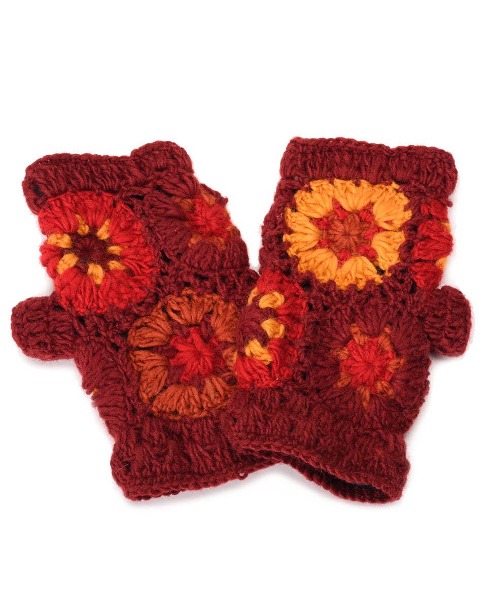 Zig Zag Asian Collection - Wholesale Gloves - Women's - Crochet Flower Fingerless Gloves2