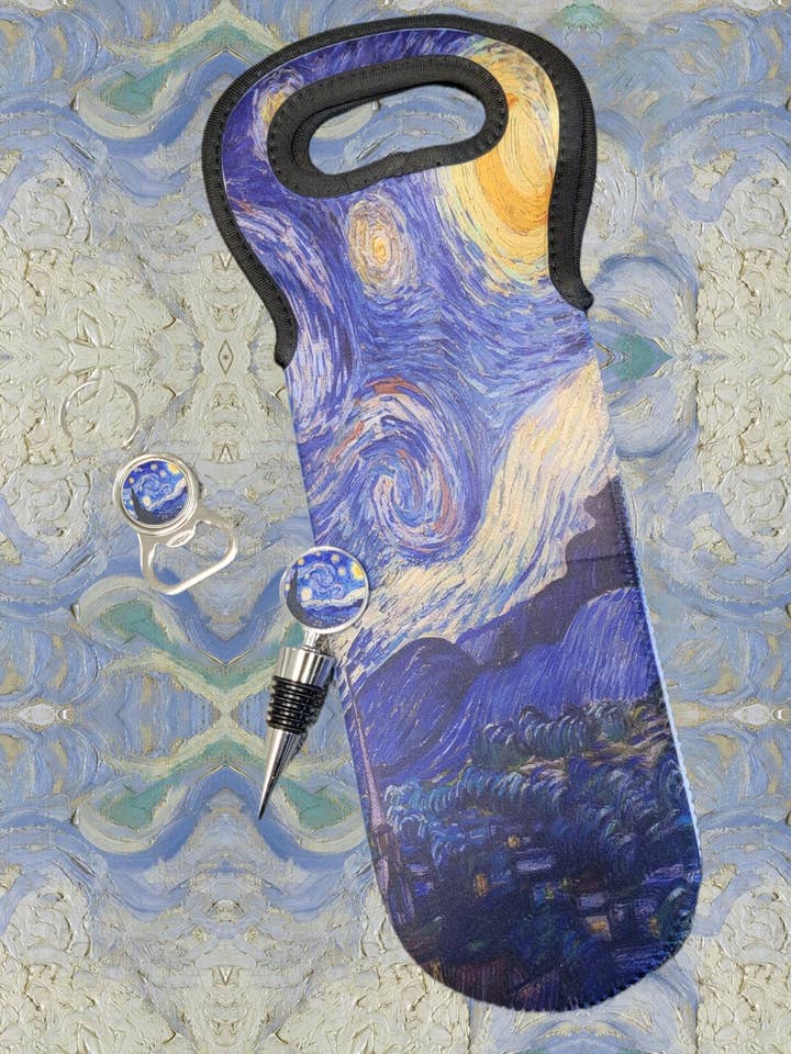 Borsa porta vino con tappo e tappo per vino Starry Night Gifts per la vendita all'ingrosso da parte di Ciao Bella Jewelry Inc