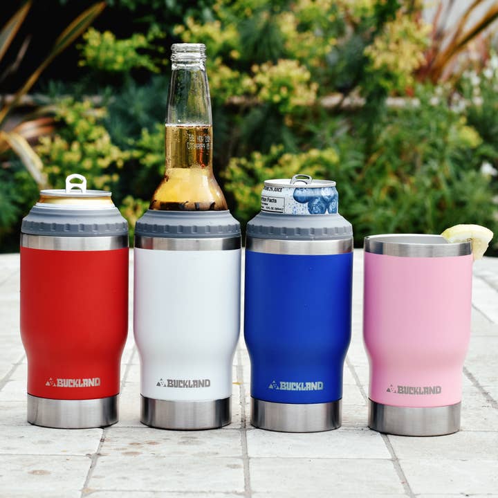 Buckland Adventure Gear - Vendita all'ingrosso Rivestimenti per bottiglie e lattine - Bicchiere refrigerante per bevande 4 in 1