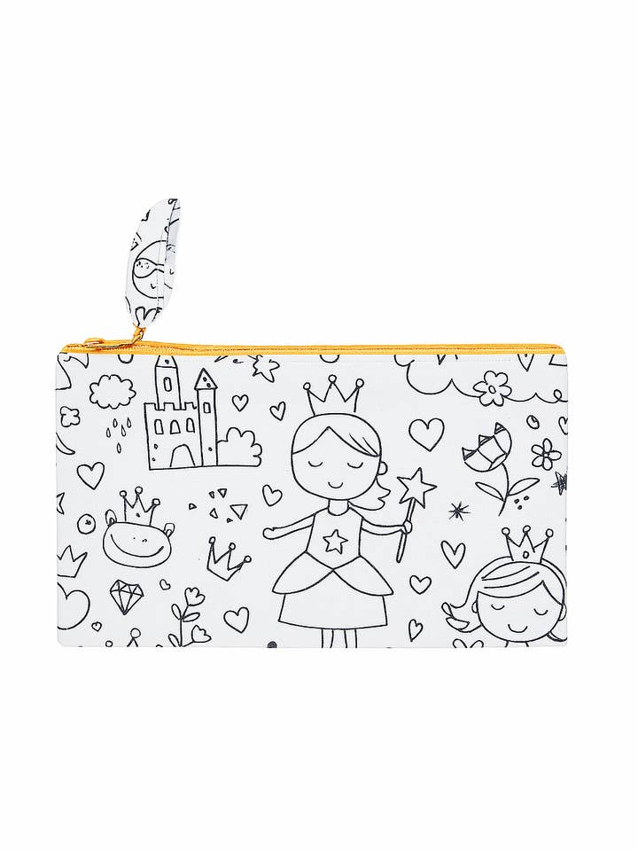 Astuccio per bambini in tessuto da colorare, lavabile e riutilizzabile con motivi principesse per la vendita all'ingrosso da parte di MAZZANNE