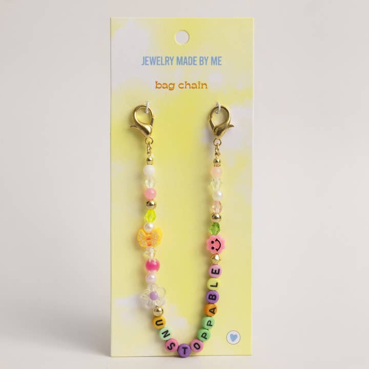 JMBM Kids Unstoppable Clip On Beaded Word Bag Chain for wholesale by Jewelry Made by Me