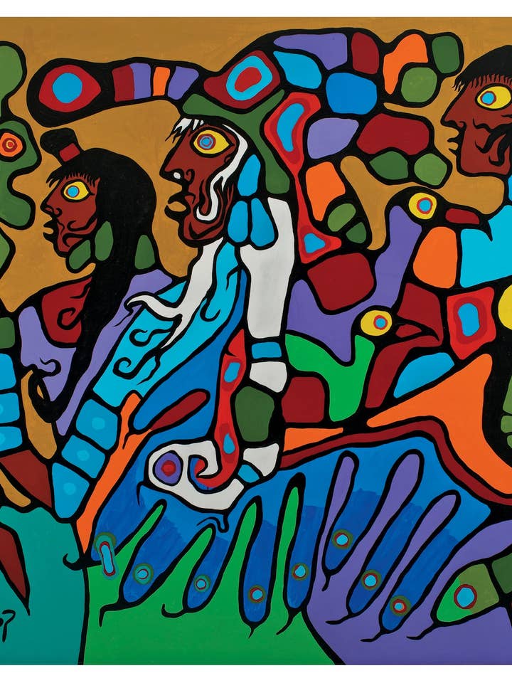 Norval Morrisseau: Shaman and Disciples Notecard for wholesale by Pomegranate