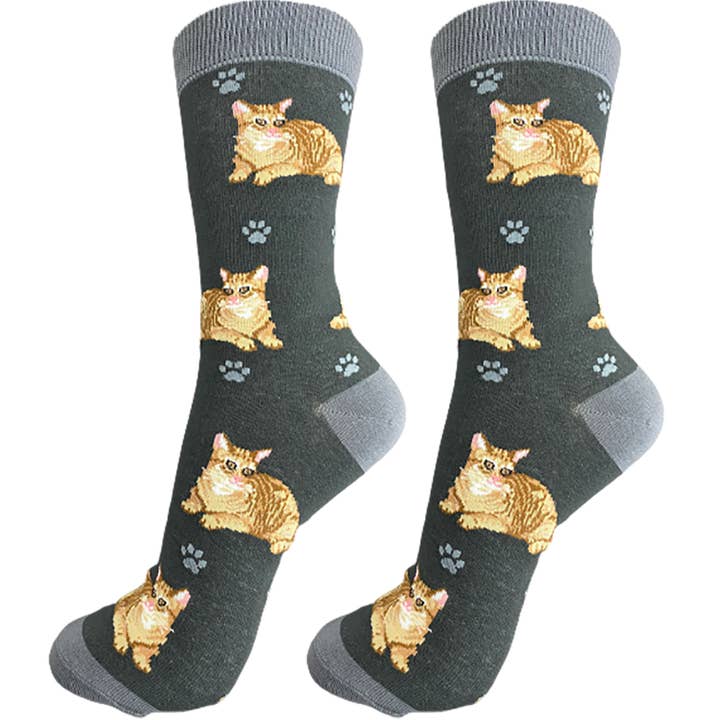 Orange Tabby Cat Socks  - Unisex - Fun Novelty Dog Socks for wholesale by E&S Pets