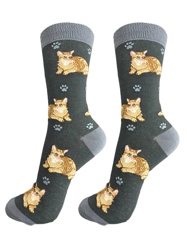 E&S Pets - Wholesale Socks - Unisex - Orange Tabby Cat Socks - Unisex - Fun Novelty Dog Socks