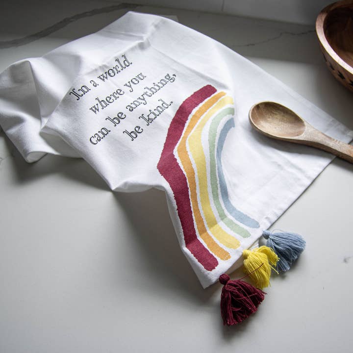 Foreside Home & Garden - Wholesale Tea Towel - Be Kind Rainbow Tea Towel6