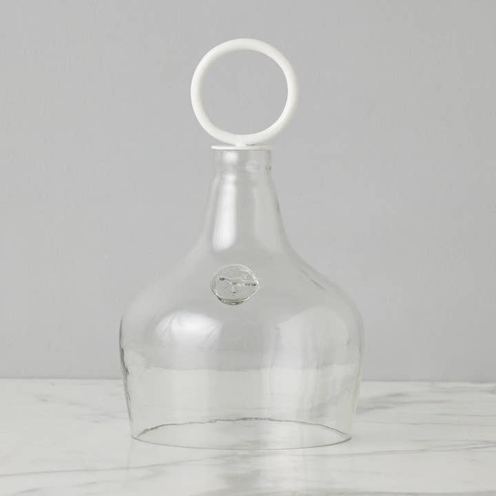Glass Cloche Food Cover, White Ring Handle, Small for wholesale by etúHOME