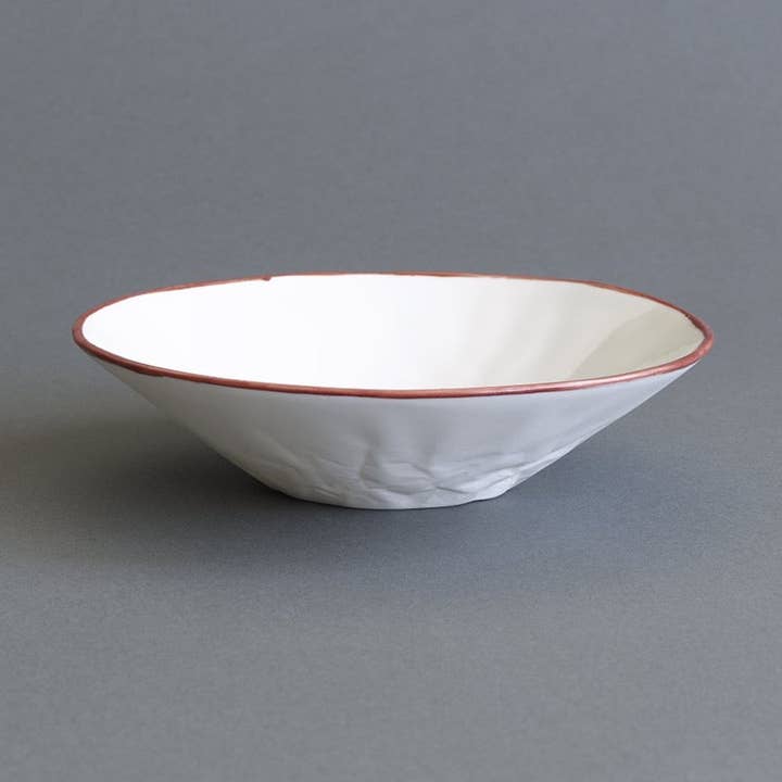 Ceramic Pasta Bowl - Paper Red Rim for wholesale by Hayden Youlley Design