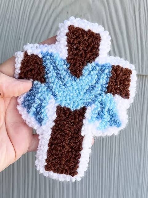 The Cross Punch Needle Desk Coaster for wholesale by Bless Your Cottons