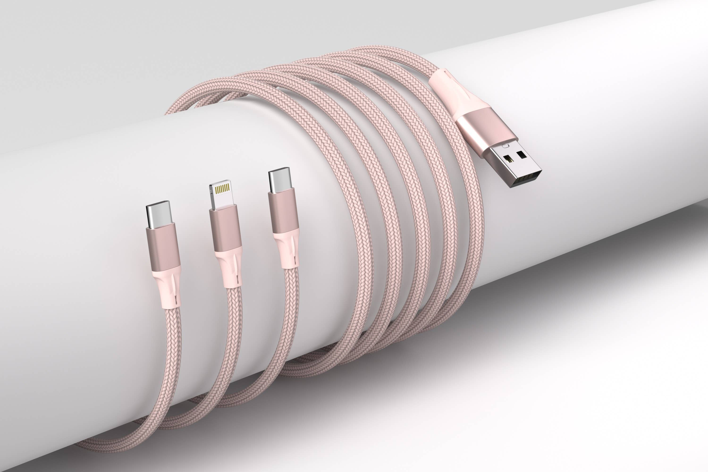 LAX Gadgets - Wholesale Charging Cable - 3-in-1 Cable For IPhone/Ipad & Android Devices - Retail Pack1