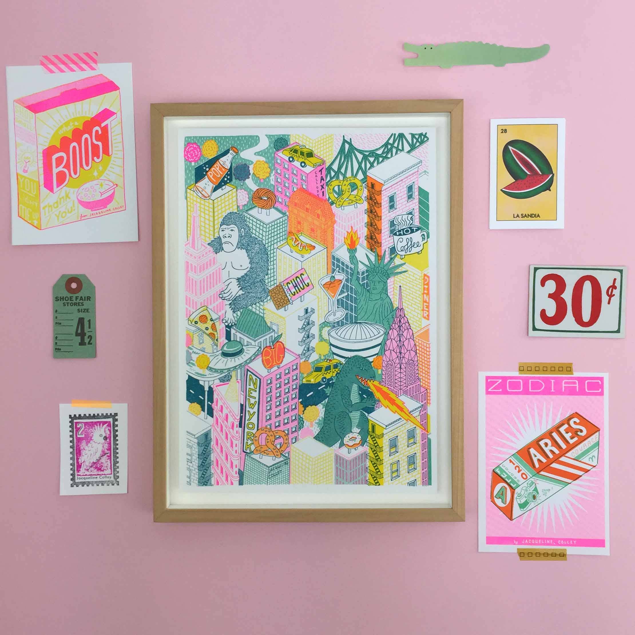 Jacqueline Colley - Wholesale Art Print - A4 New York City, Architectural Risograph Print2