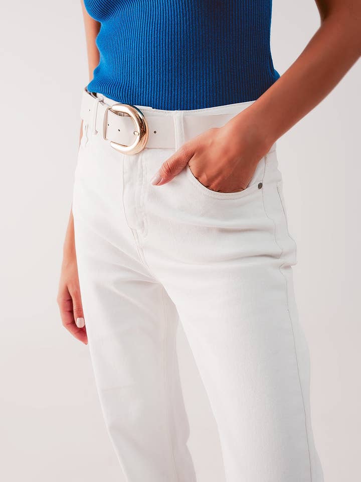 Blanco Jeans mom slouchy de talle alto en crema de venta al por mayor en Faire