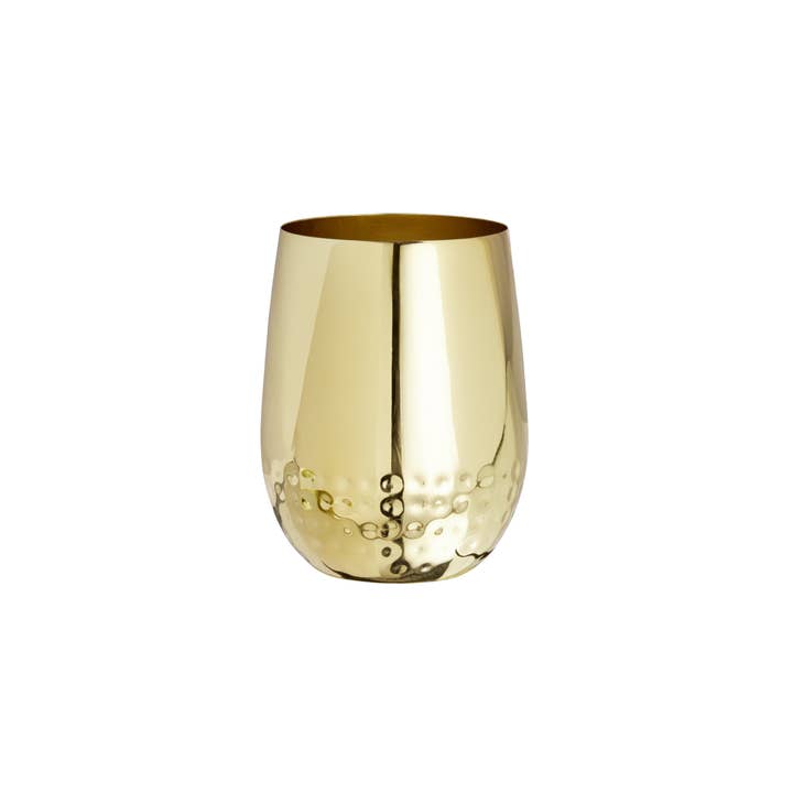 CLINQ - Wholesale Wine Glass - Unboxed Gold Half Hammered Glasses (Set of 2)