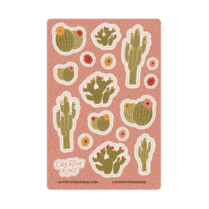 Creative Kind - Wholesale Sticker - Nature Sticker Sheet – Spring Cactus Blooms Vinyl Sticker Sheet1