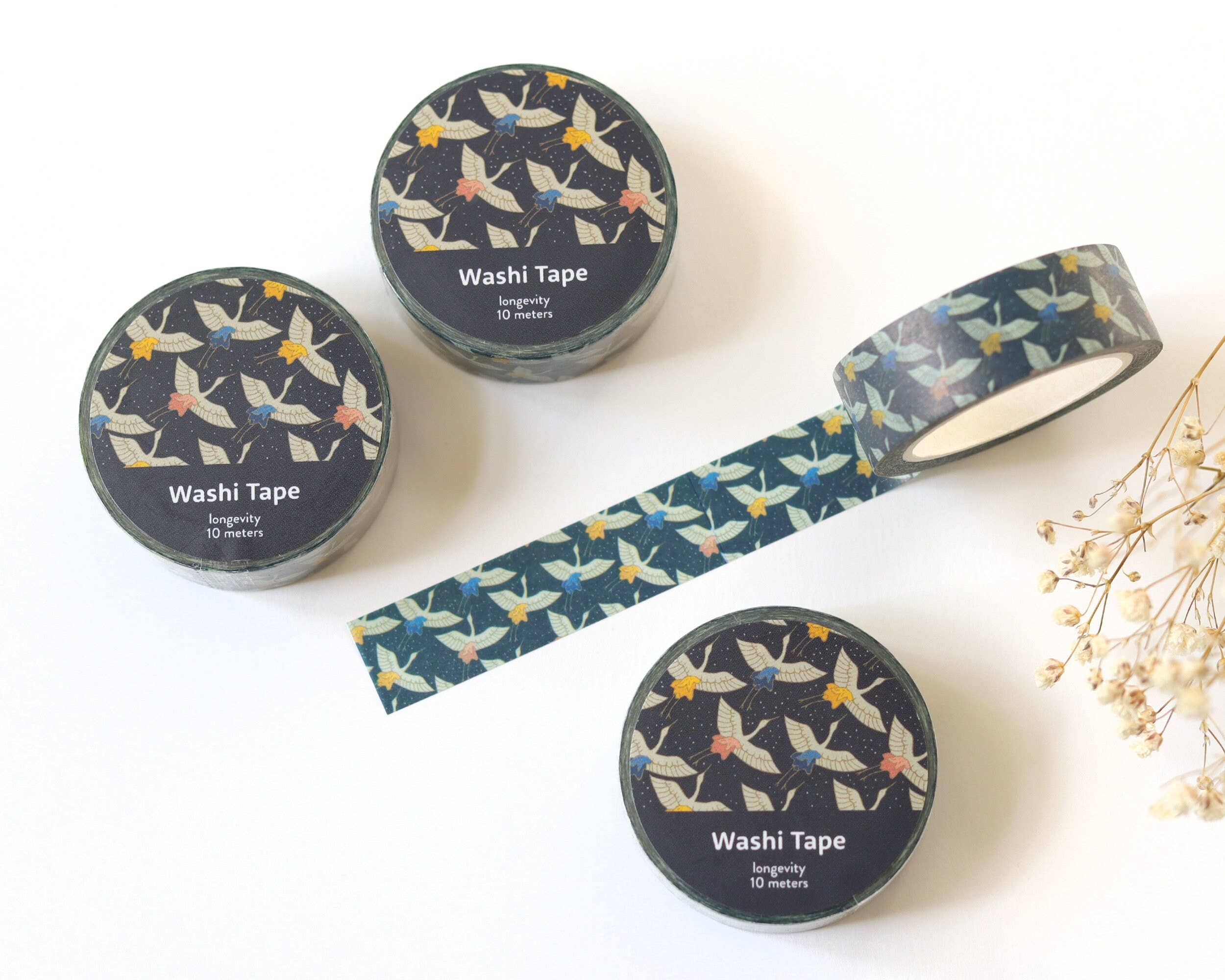 RippleSplash Studio - Wholesale Washi Tape - Elegant Crane Washi Tape - 15mm x 10m1